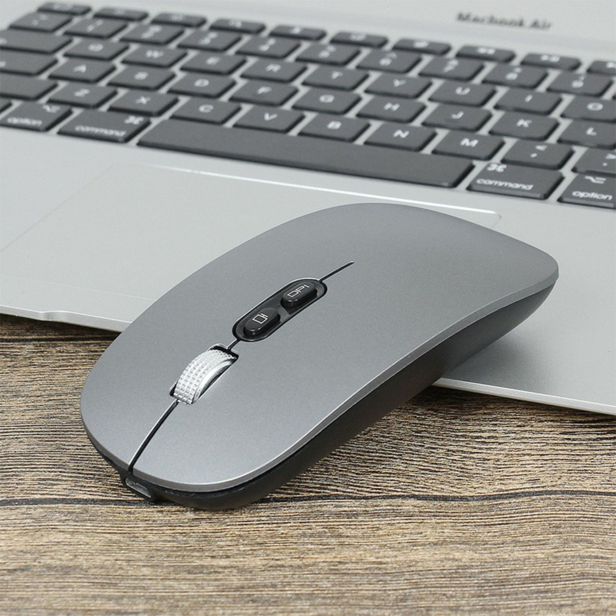 Mouse Wireless Reincarcabil M103, Conectare Duala Bluetooth 5.1 si 2.4GHz, Click Silentios, DPI Reglabil 800-1600, Design Slim, Compatibil Windows si macOS, Gri Inchis