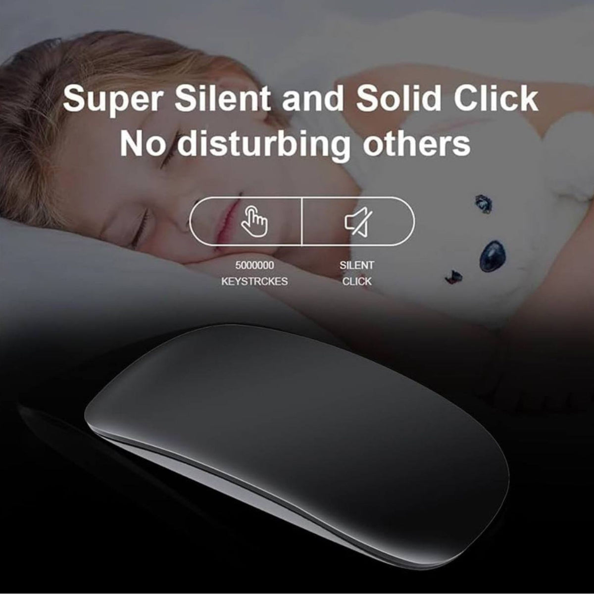 Mouse Wireless M103 Dual Mode, Bluetooth si 2.4GHz, Silentios cu Functie One-Click Desktop, Reincarcabil prin USB, Ultra Slim, 1600 DPI Ajustabil, Compatibil Laptop, PC si Tableta, Negru