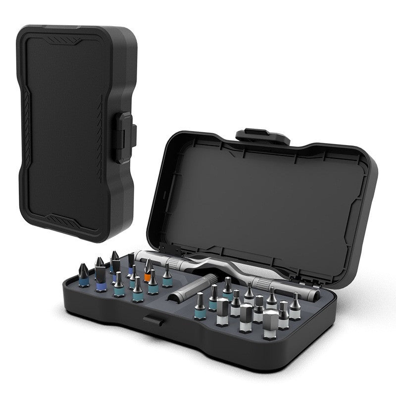 Flyppy AtuMan RS1, Set Surubelnita Cu Clichet Si Biti De Precizie, Maner Ergonomic Cu Sistem De Prindere Multipla, Otel, 24 Piese, 16 x 9.3 x 3.6 cm, Negru