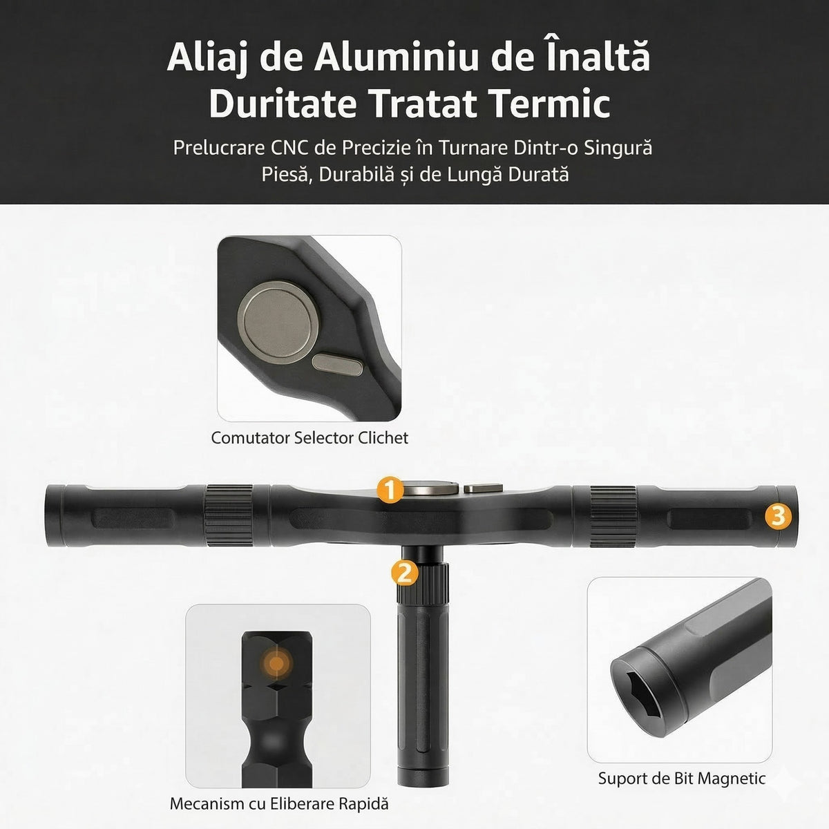 Flyppy AtuMan RS1, Set Surubelnita Cu Clichet Si Biti De Precizie, Maner Ergonomic Cu Sistem De Prindere Multipla, Otel, 24 Piese, 16 x 9.3 x 3.6 cm, Negru