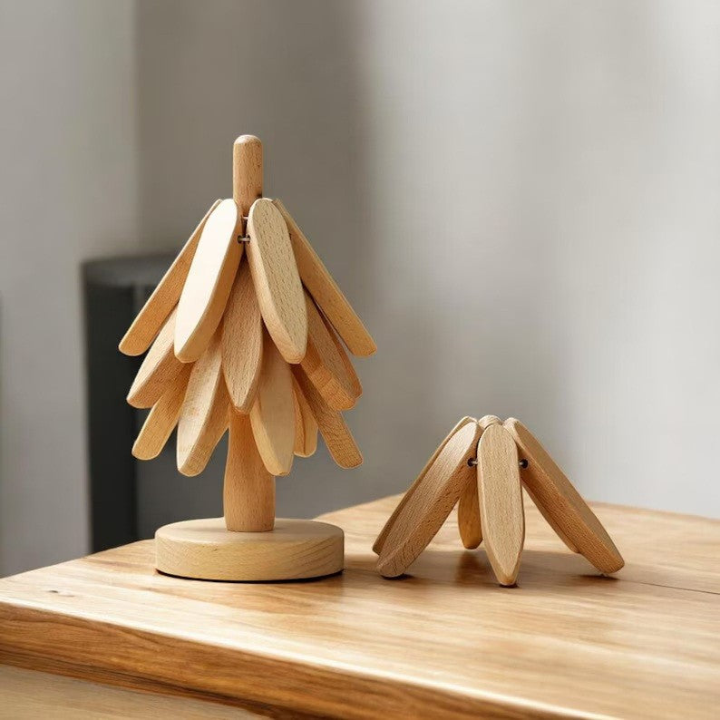 Suport Termic pentru Vase Fierbinti, Protectie Masa Rezistenta la Temperaturi Inalte, Bambus Natural, Design Decorativ One Tree, 21 x 13.5 cm, Maro Nuc