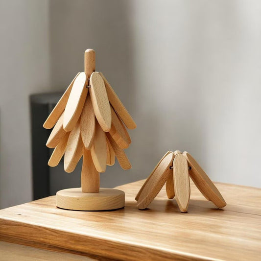 Suport Termic pentru Vase Fierbinti, Protectie Masa Rezistenta la Temperaturi Inalte, Bambus Natural, Design Decorativ One Tree, 21 x 13.5 cm, Maro Nuc