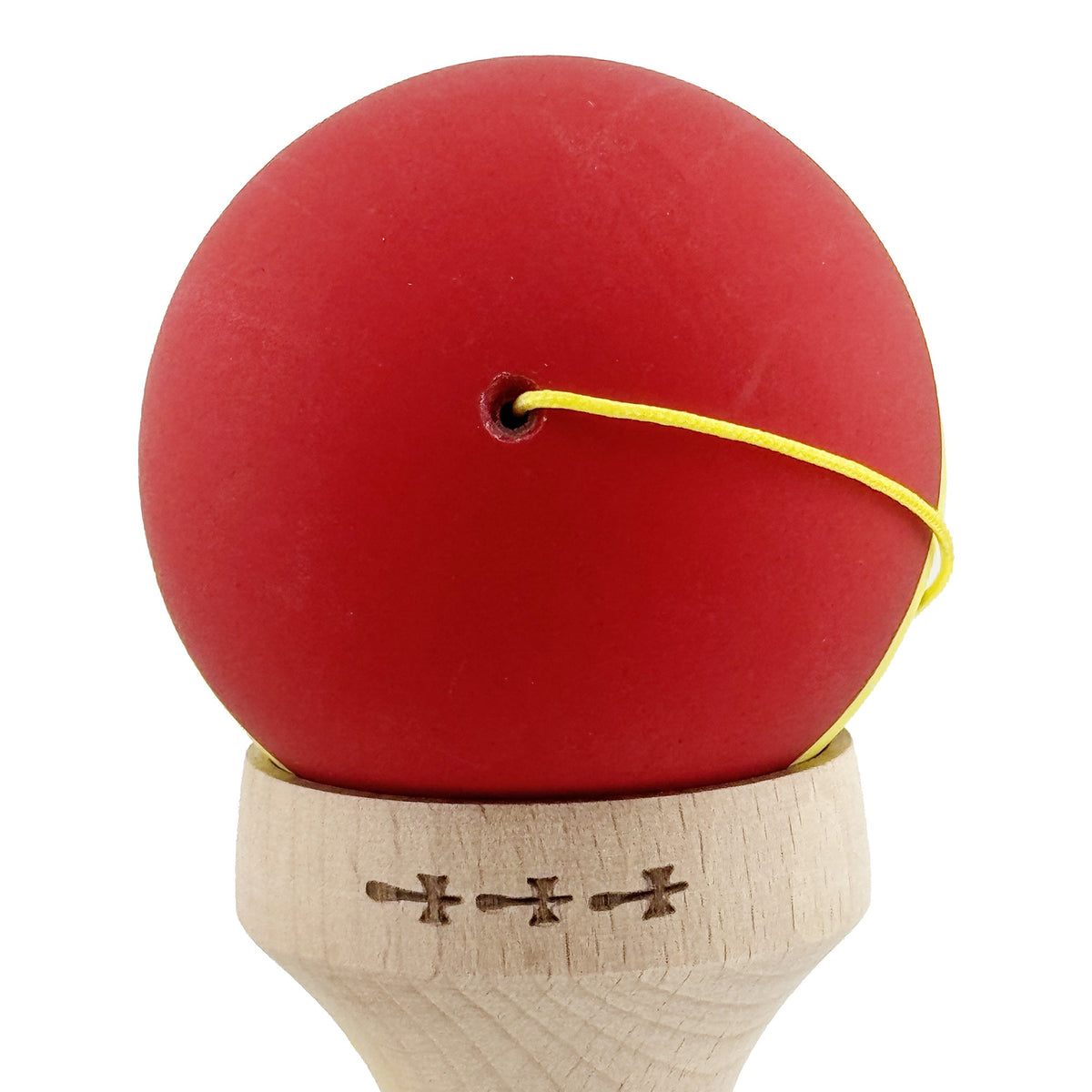Kendama X Originala, Model V3 Rosu / Galben / Negru, Profesionala, Cupe Mari King Size, Rubber Grip, Gaura in Baza, Rulment, Ata 55cm