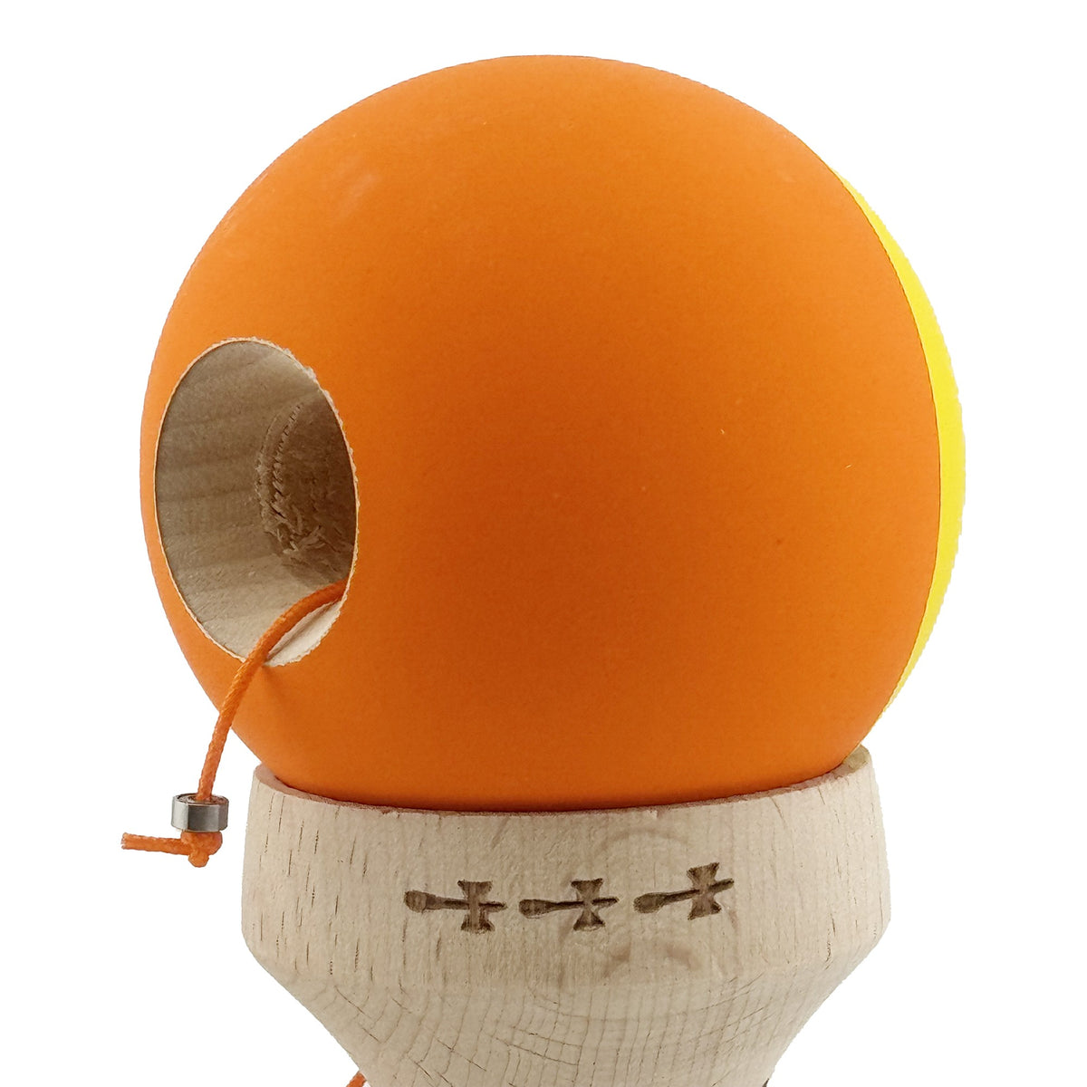Kendama X Originala, Model V3 Mov / Negru / Alb, Profesionala, Cupe Mari King Size, Rubber Grip, Gaura in Baza, Rulment, Ata 62cm
