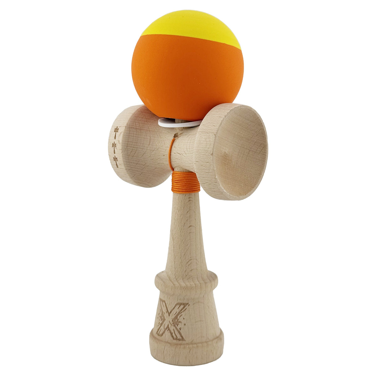 Kendama X Originala, Model V3 Mov / Negru / Alb, Profesionala, Cupe Mari King Size, Rubber Grip, Gaura in Baza, Rulment, Ata 62cm