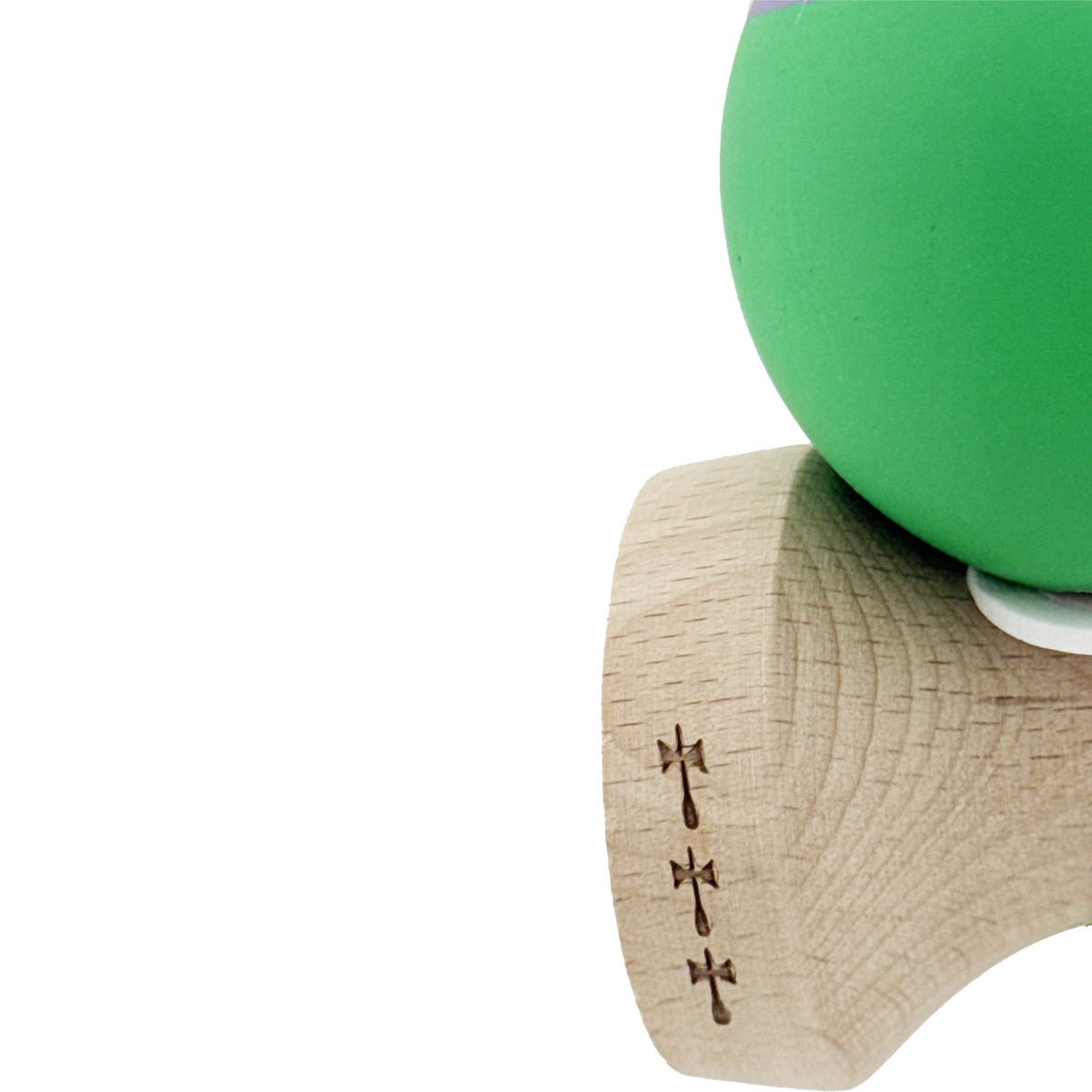 Kendama X Originala, Model V3 Mov / Verde, Profesionala, Cupe Mari King Size, Rubber Grip, Gaura in Baza, Rulment, Ata 62cm
