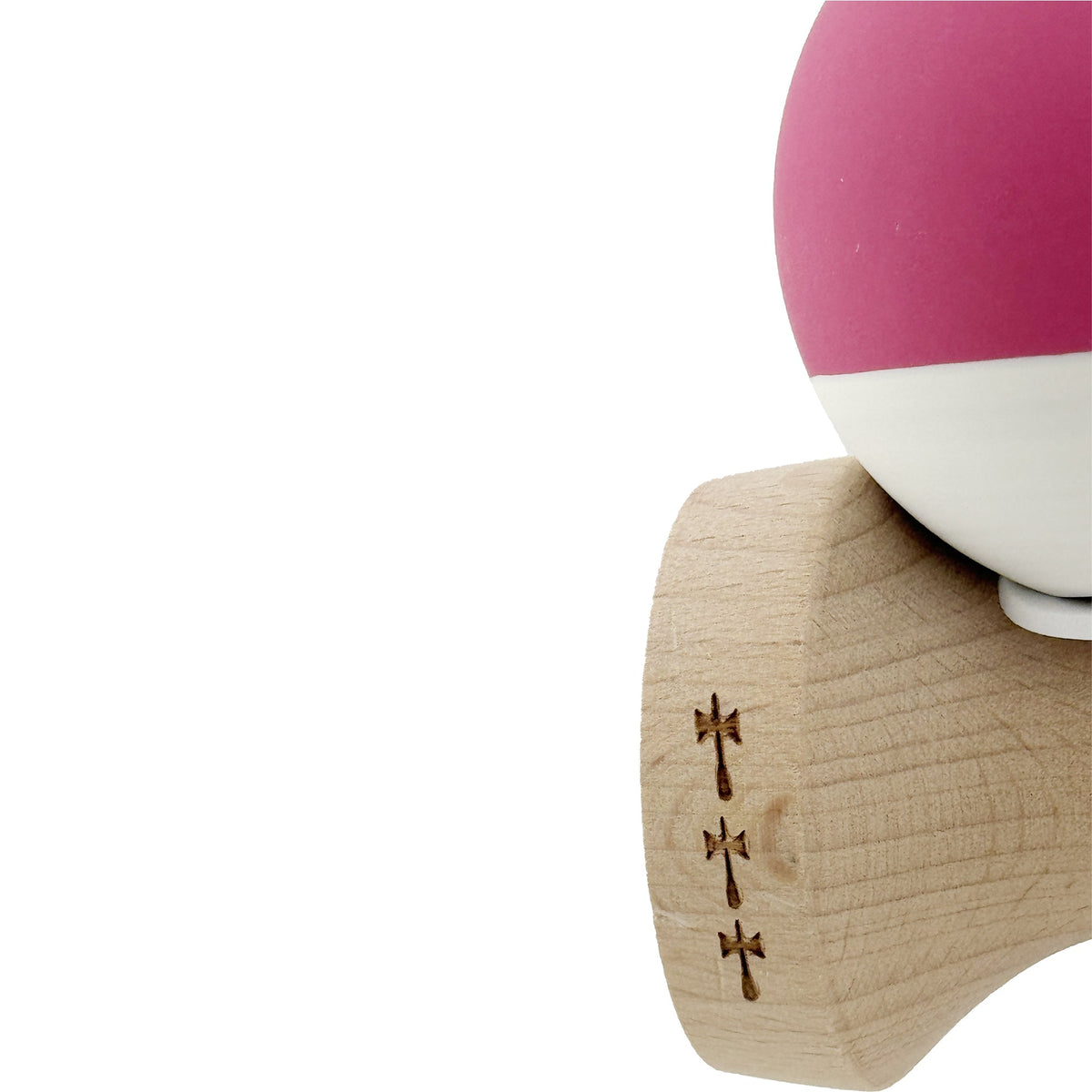 Kendama X Originala, Model V3 Roz / Alb, Profesionala, Cupe Mari King Size, Rubber Grip, Gaura in Baza, Rulment, Ata 62cm