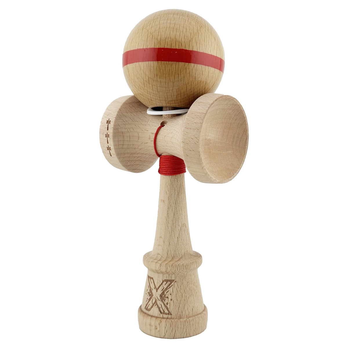 Kendama X Originala, Model V3 Rosu, Linie, Profesionala, Cupe Mari King Size, Super Sticky, Gaura in Baza, Rulment, Ata 55cm