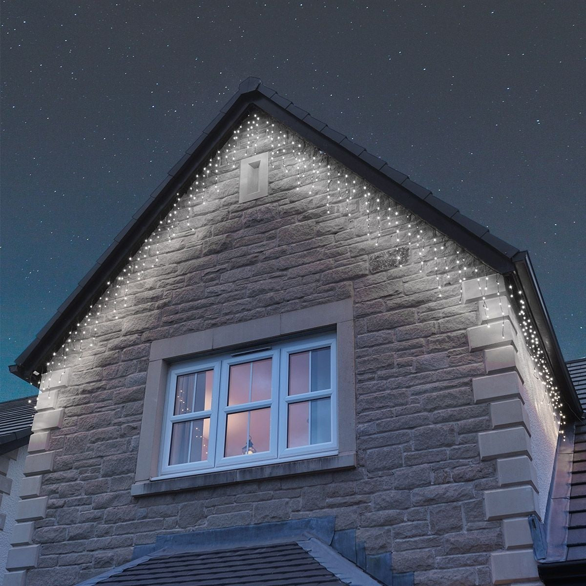 Instalatie Solara Craciun Turturi Exterior, Perdea Franjurata cu 143 LED-uri, 8 Jocuri Lumini, Panou Solar 31V, Acumulator 2400 mAh, Telecomanda, IP44, Fir Negru, 5 m + 5 m Prelungitor, Alb Rece