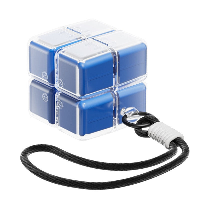 Organizator Medicamente Saptamanal, Model Cub Rubik, Dozator Pastile Portabil cu 7 Compartimente, Plastic, 7.3 x 6 x 6 cm, Albastru