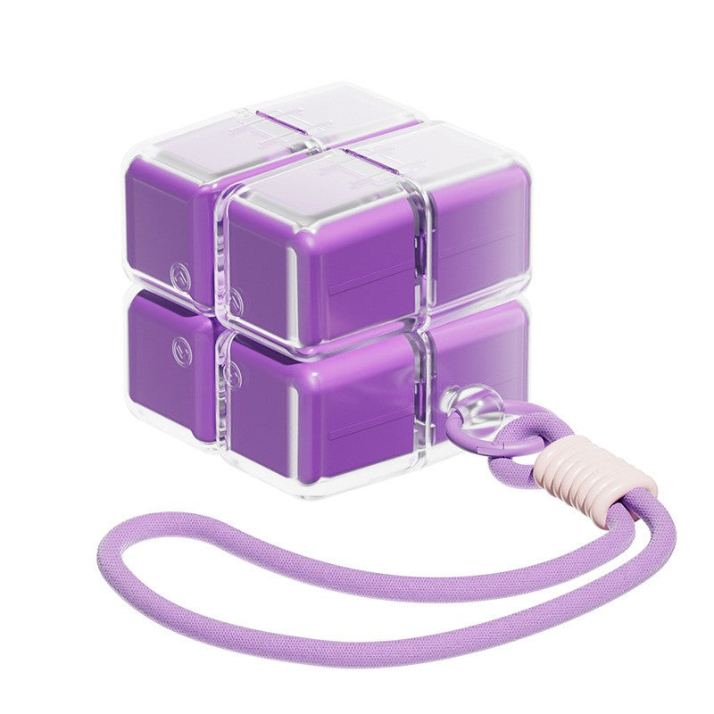 Organizator Medicamente Saptamanal, Dozator Pastile Model Cub Rubik, 7 Compartimente Zilnice, Dispenser Vitamine Portabil cu Curea Agatare, Plastic, 7.3 x 6 x 6 cm, Mov