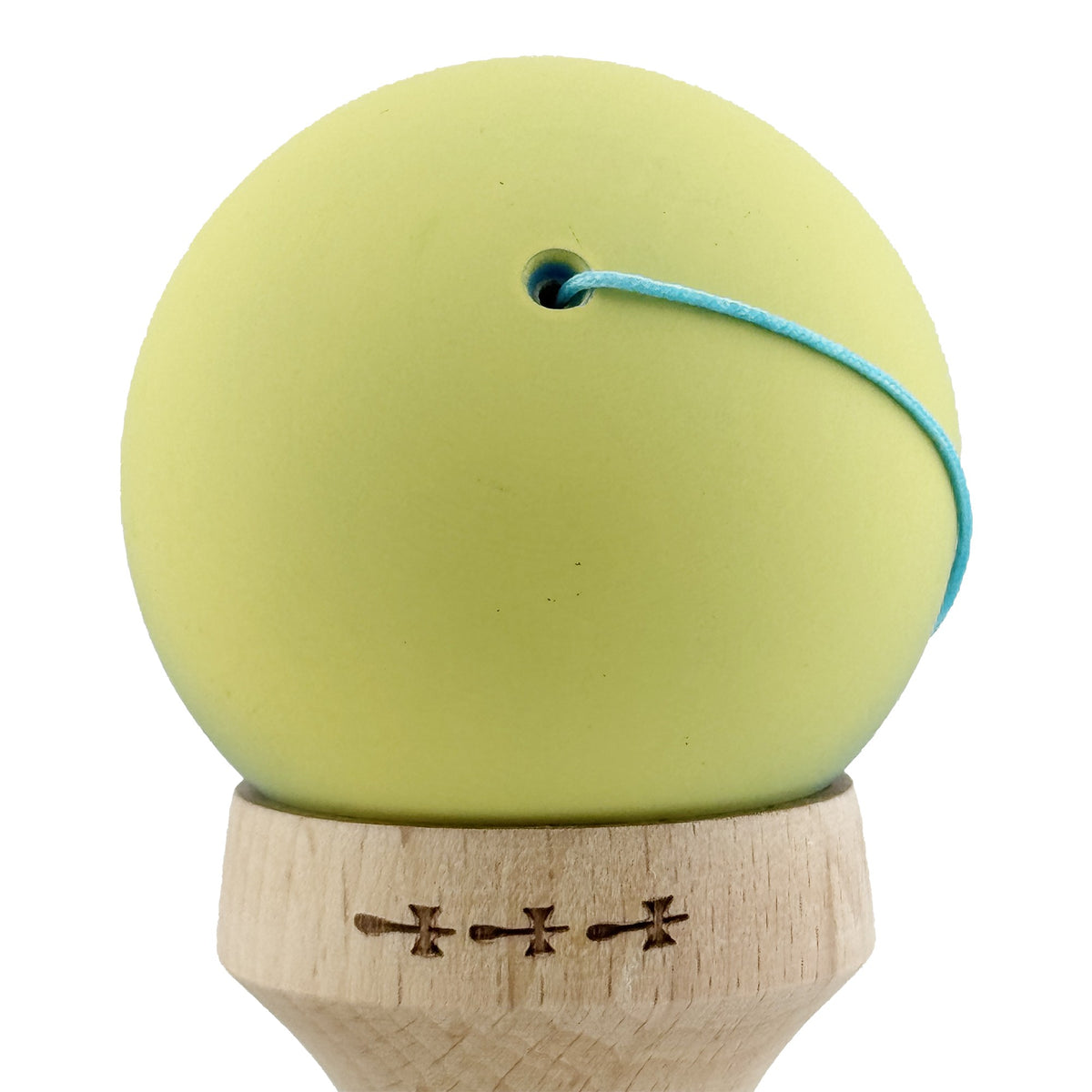Kendama X Originala, Model V3 Galben / Albastru in Degrade, Profesionala, Cupe Mari King Size, Rubber Grip, Gaura in Baza, Rulment, Ata 62cm
