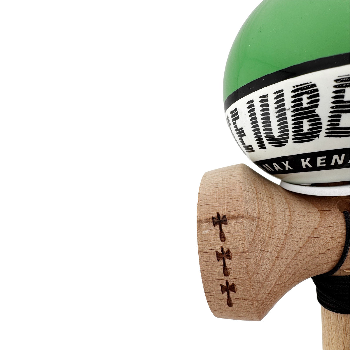 Kendama X Valentine's Day Originala, Model V3 Verde / Alb, Profesionala, Cupe Mari King Size, Super Sticky, Gaura in Baza, Rulment, Ata 62cm