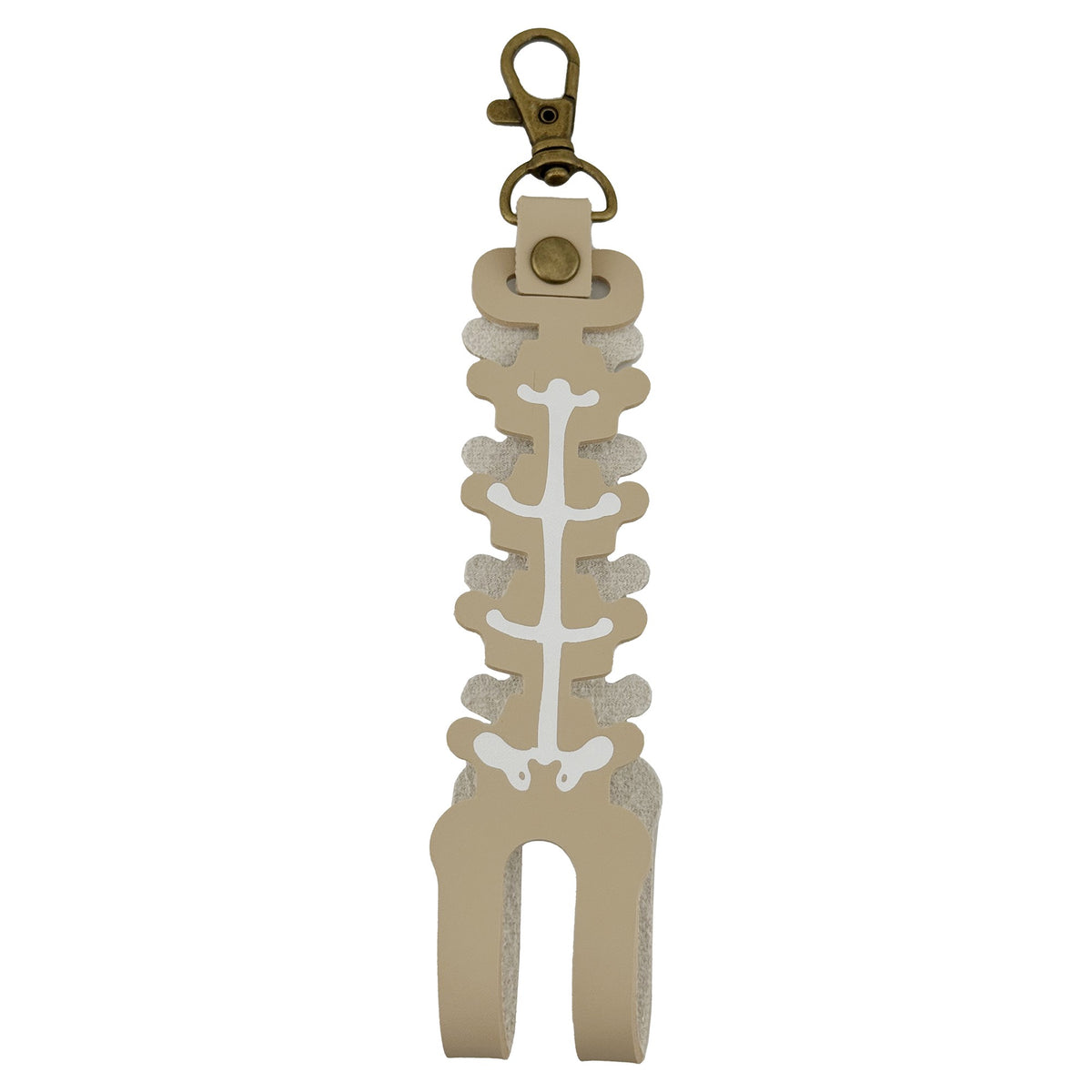 Husa pentru Kendama, Suport Tip Breloc si Pandativ, Protectie Transport cu Imprimeu Skull, Piele Ecologica, 26 x 3.2 cm, Bej Deschis