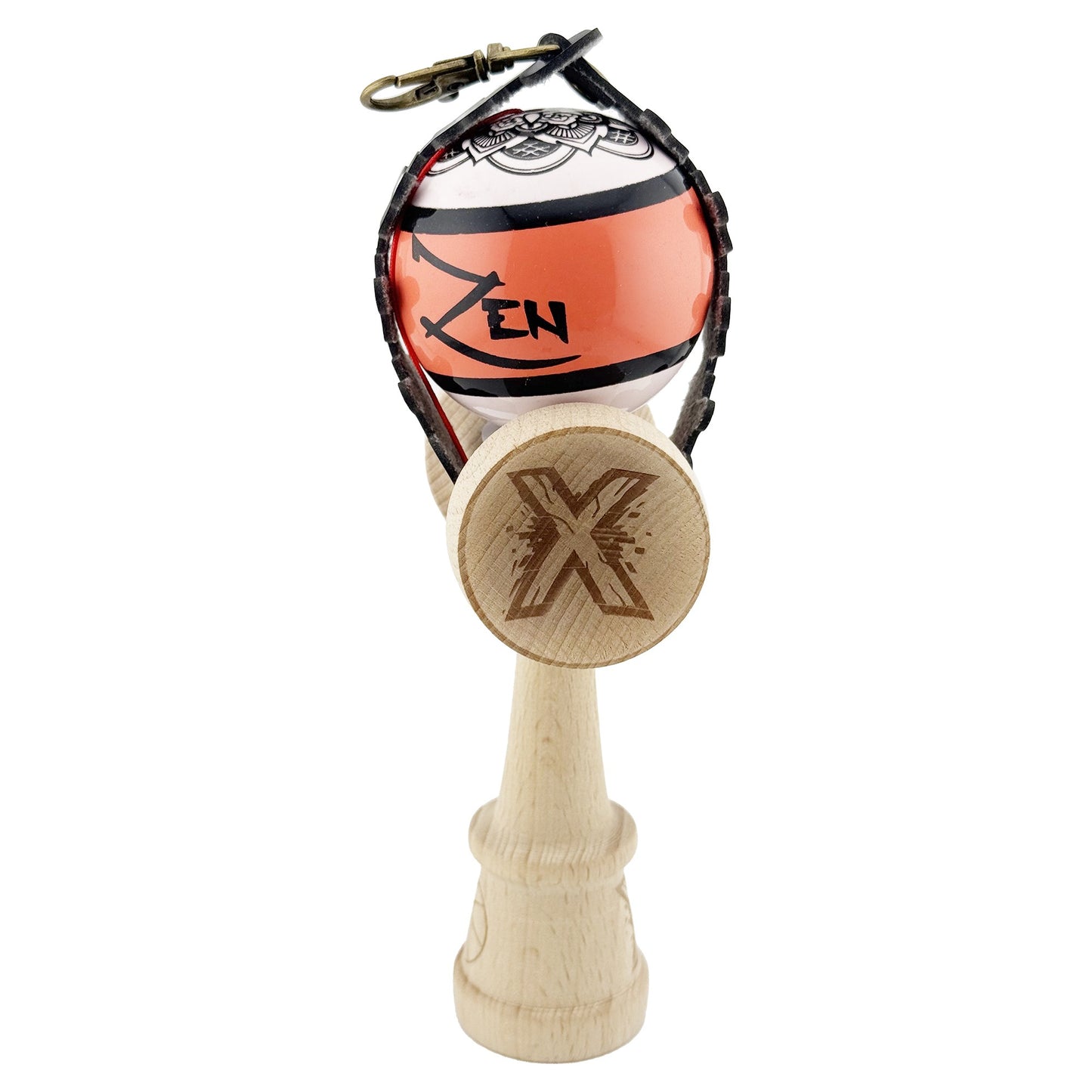 Husa Pentru Kendama Tip Pandativ Si Breloc, Accesorii Transport Cu Imprimeu Skull, Piele Ecologica, 26 x 3.2 cm, Negru