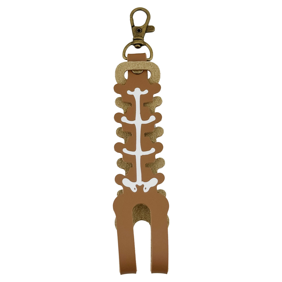 Husa pentru Kendama, Tip Breloc si Pandativ, Imprimeu Skull, Protectie si Transport, Piele Ecologica, 26 x 3.2 cm, Maro