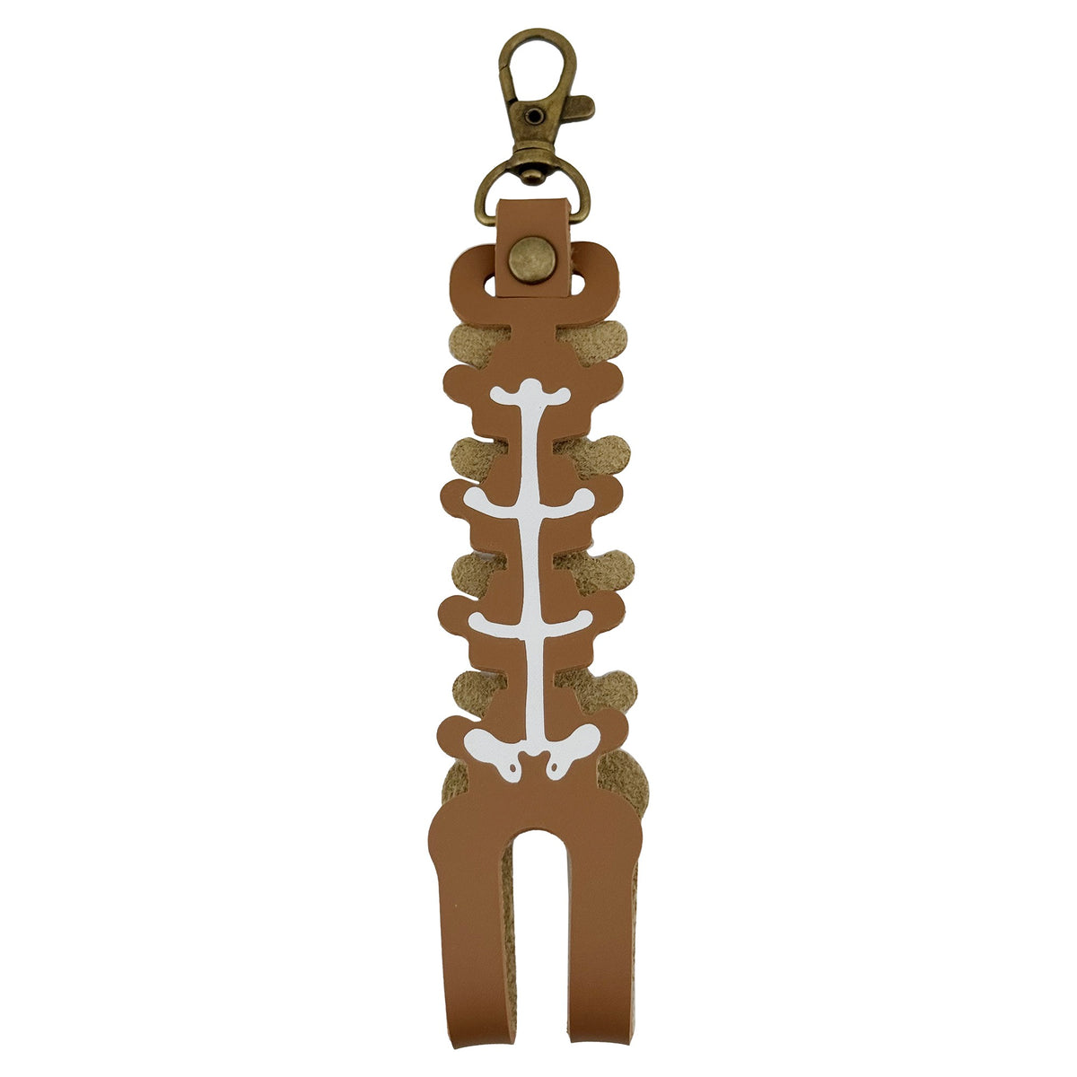 Husa pentru Kendama, Tip Breloc si Pandativ, Imprimeu Skull, Protectie si Transport, Piele Ecologica, 26 x 3.2 cm, Maro