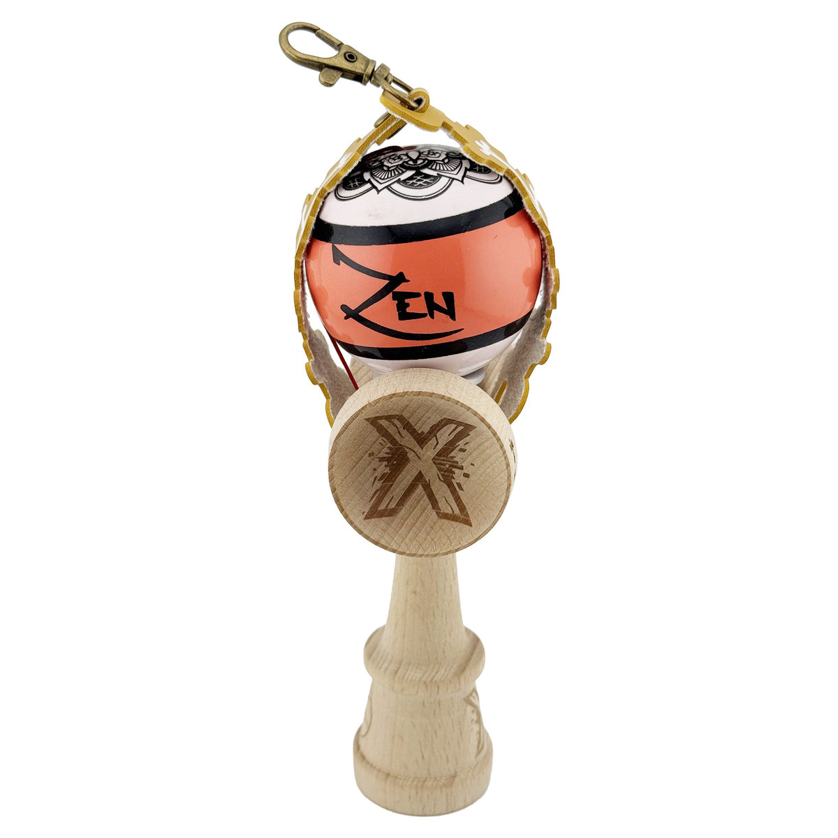 Husa pentru Kendama, Tip Breloc si Pandativ, Imprimeu Skull, Protectie Transport, Piele Ecologica, 26 x 3.2 cm, Maro Deschis