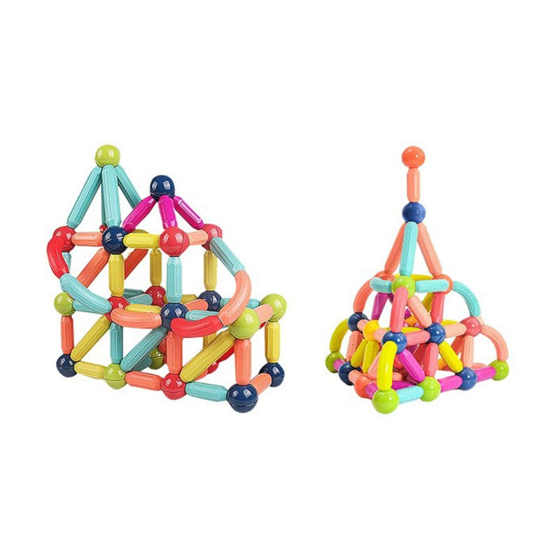 Set Constructor Magnetic pentru Copii, Joc Educativ STEM, Constructii 2D si 3D, Plastic cu Magneti Integrati, 198 Piese, Multicolor