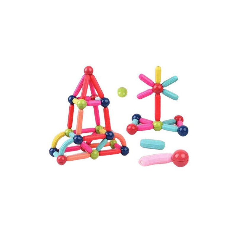 Set Constructor Magnetic pentru Copii, Joc Educativ STEM, Constructii Geometrice 2D si 3D, Plastic cu Magneti Integrati, 82 Piese, Multicolor
