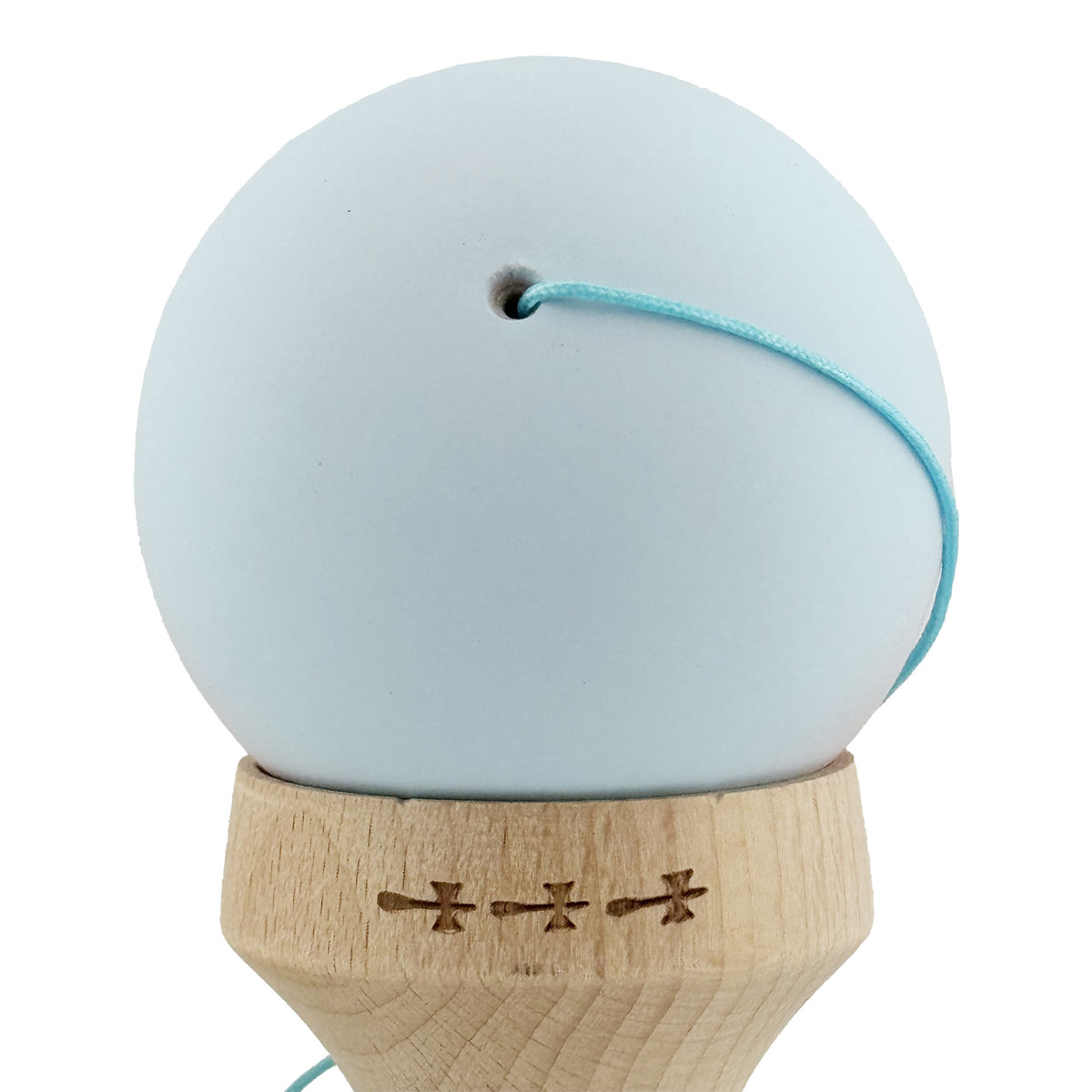 Kendama X Originala, Model V3 Albastru Deschis / Roz in Degrade, Profesionala, Cupe Mari King Size, Rubber Grip, Gaura in Baza, Rulment, Ata 55cm
