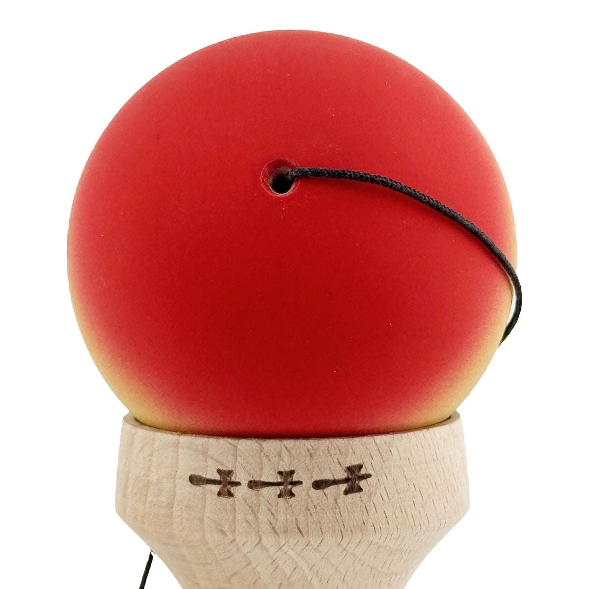 Kendama X Originala, Model V3 Rosu / Galben / Albastru in Degrade, Profesionala, Cupe Mari King Size, Rubber Grip, Gaura in Baza, Rulment, Ata 55cm