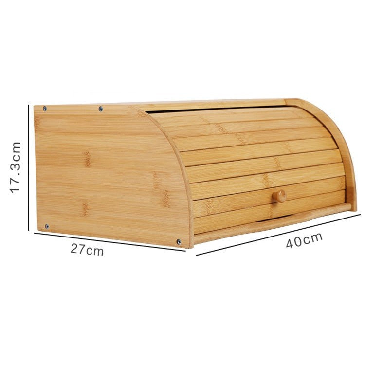 Cutie De Paine Multifunctionala, Suport Depozitare Produse Patiserie Si Fructe, Lemn De Bambus Natural, Cu Capac, 40 x 27 x 17.3 cm, Natur