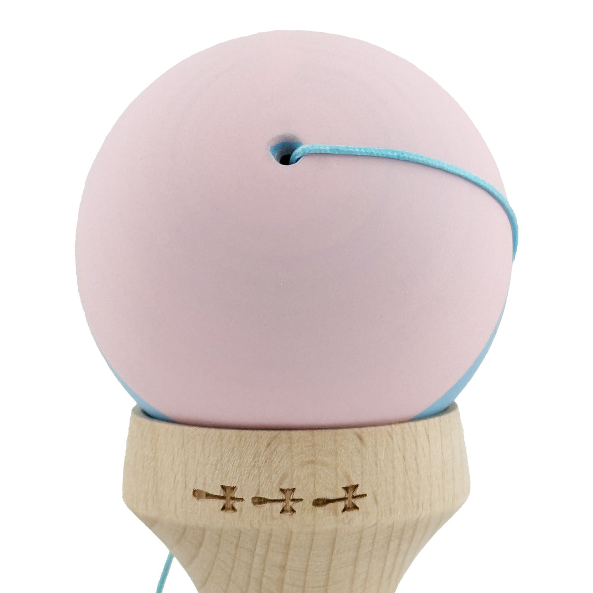 Kendama X Originala, Model V3 Roz / Bleu, Profesionala, Cupe Mari King Size, Rubber Grip, Gaura in Baza, Rulment, Ata 62cm