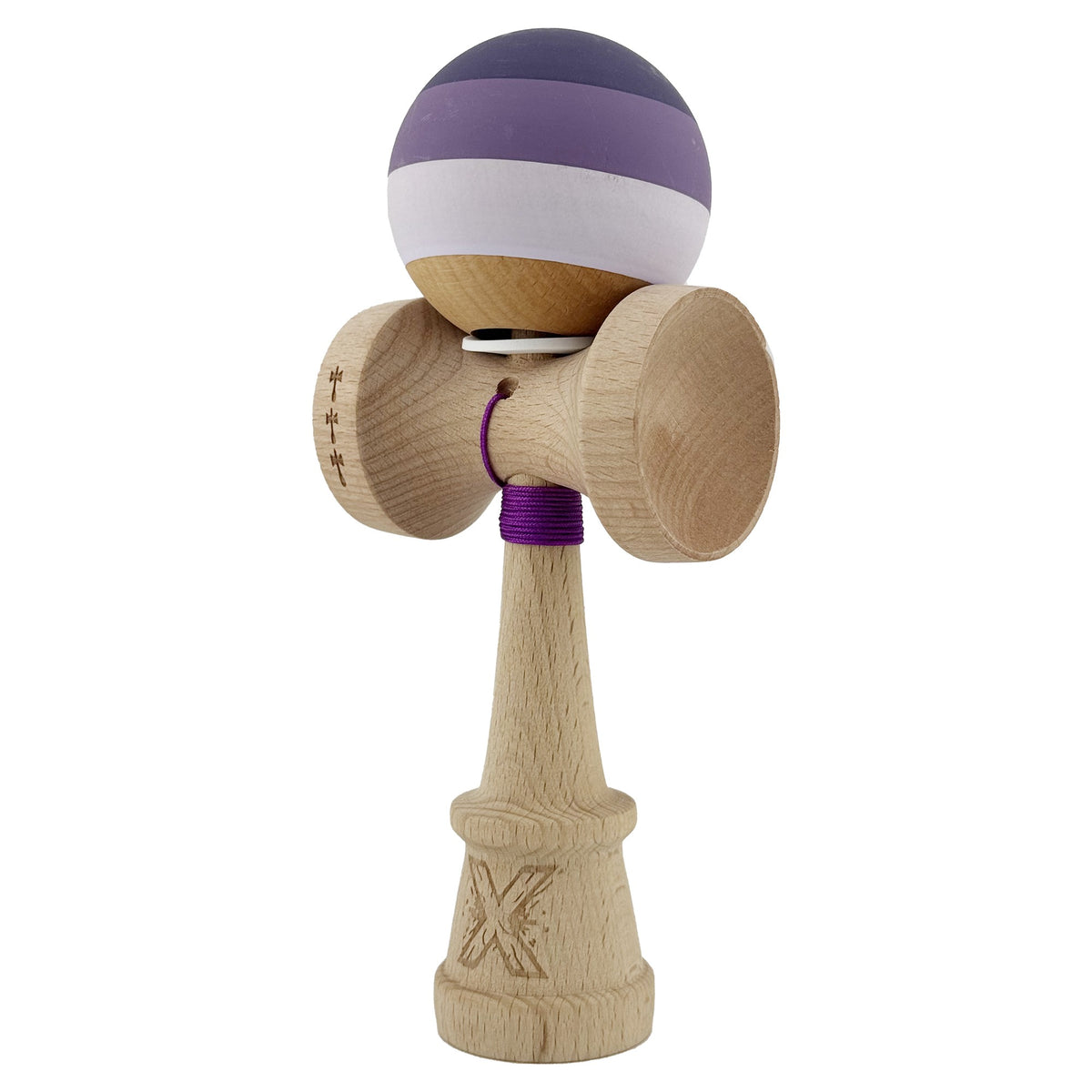Kendama X Originala, Model V3 Mov, Profesionala, Cupe Mari King Size, Rubber Grip, Gaura in Baza, Rulment, Ata 55cm