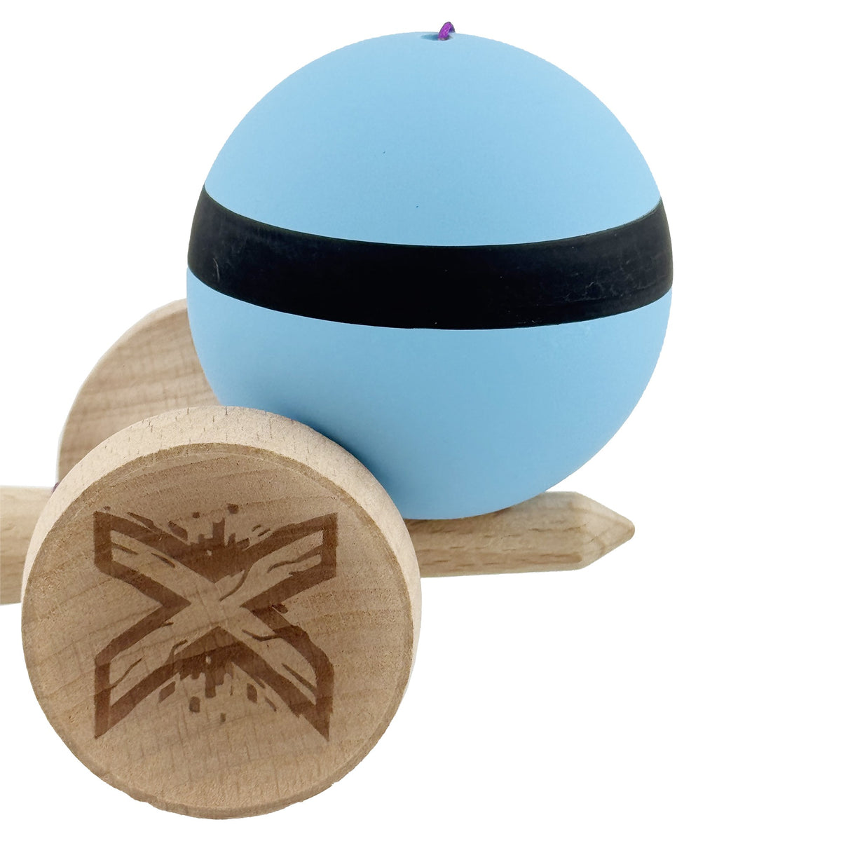 Kendama X Originala, Model V3 Bleu / Negru / Bleu, Profesionala, Cupe Mari King Size, Rubber Grip, Gaura in Baza, Rulment, Ata 62cm