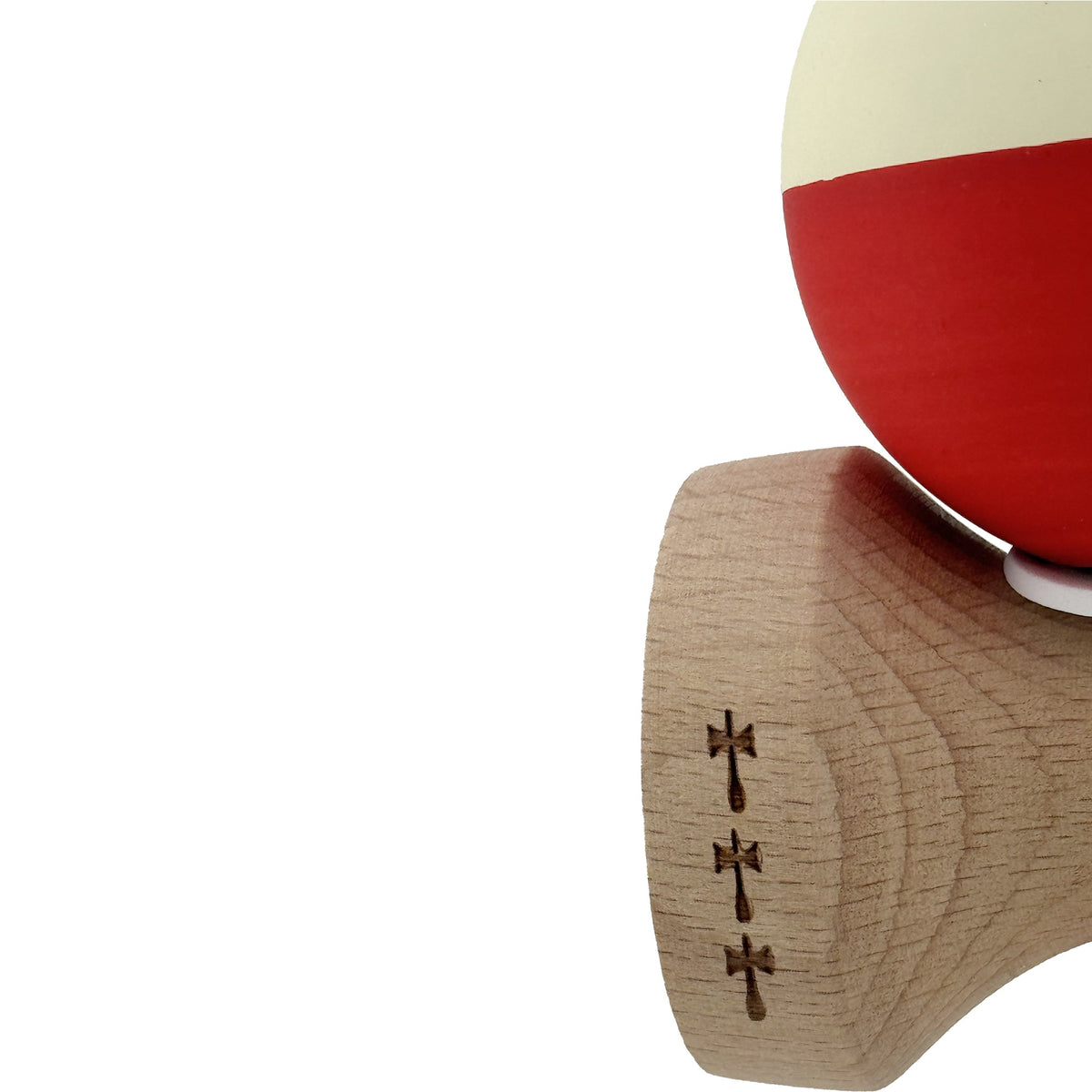 Kendama X Originala, Model V3 Galben / Rosu, Profesionala, Cupe Mari King Size, Rubber Grip, Gaura in Baza, Rulment, Ata 62cm