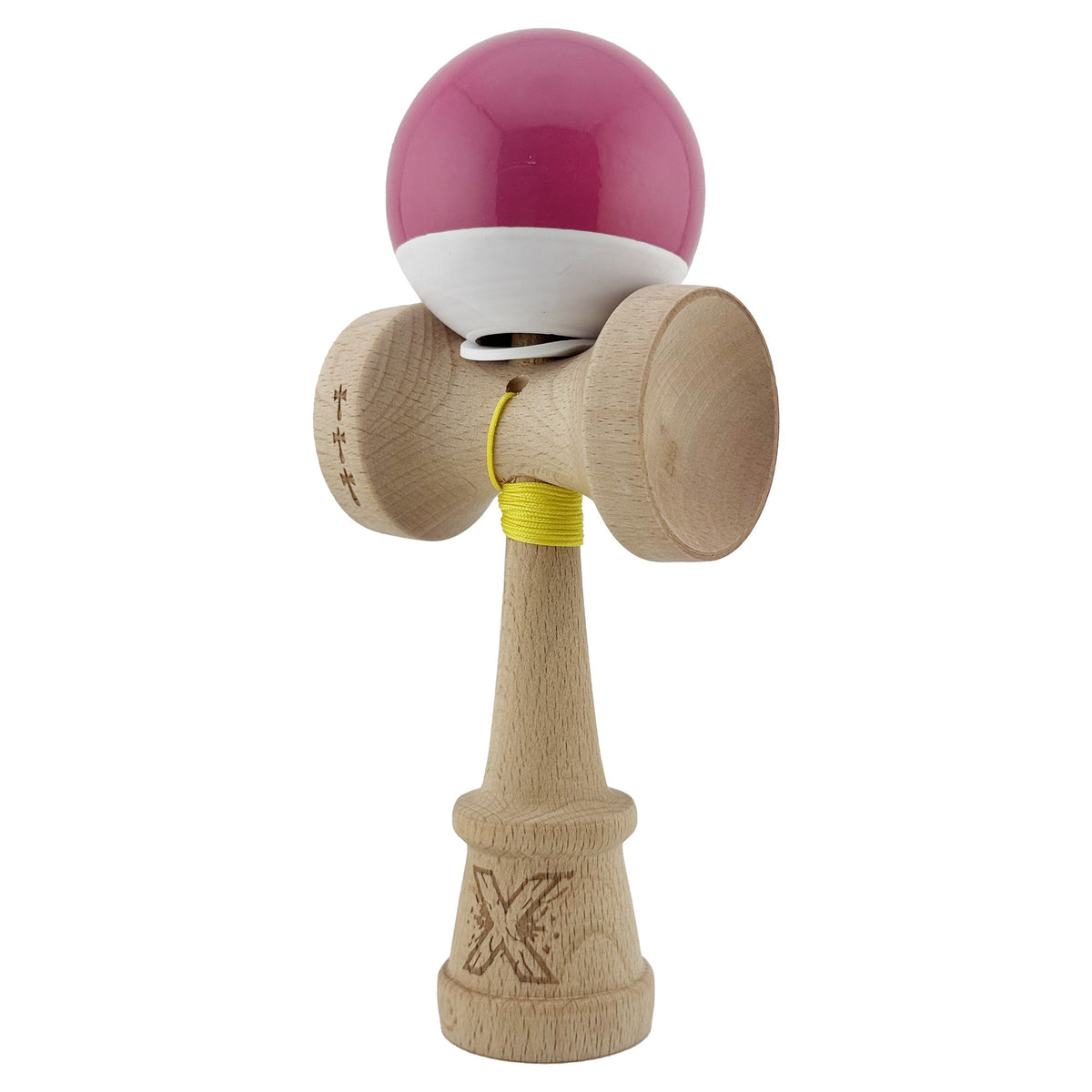 Kendama X Originala, Model V3 Roz Inchis / Alb, Profesionala, Cupe Mari King Size, Super Sticky, Gaura in Baza, Rulment, Ata 62cm