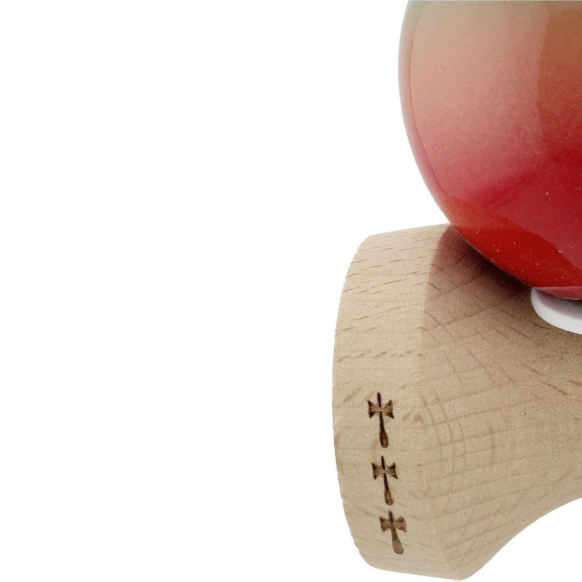 Kendama X Originala, Model V3 Verde / Portocaliu / Rosu in Degrade, Profesionala, Cupe Mari King Size, Super Sticky, Gaura in Baza, Rulment, Ata 62cm