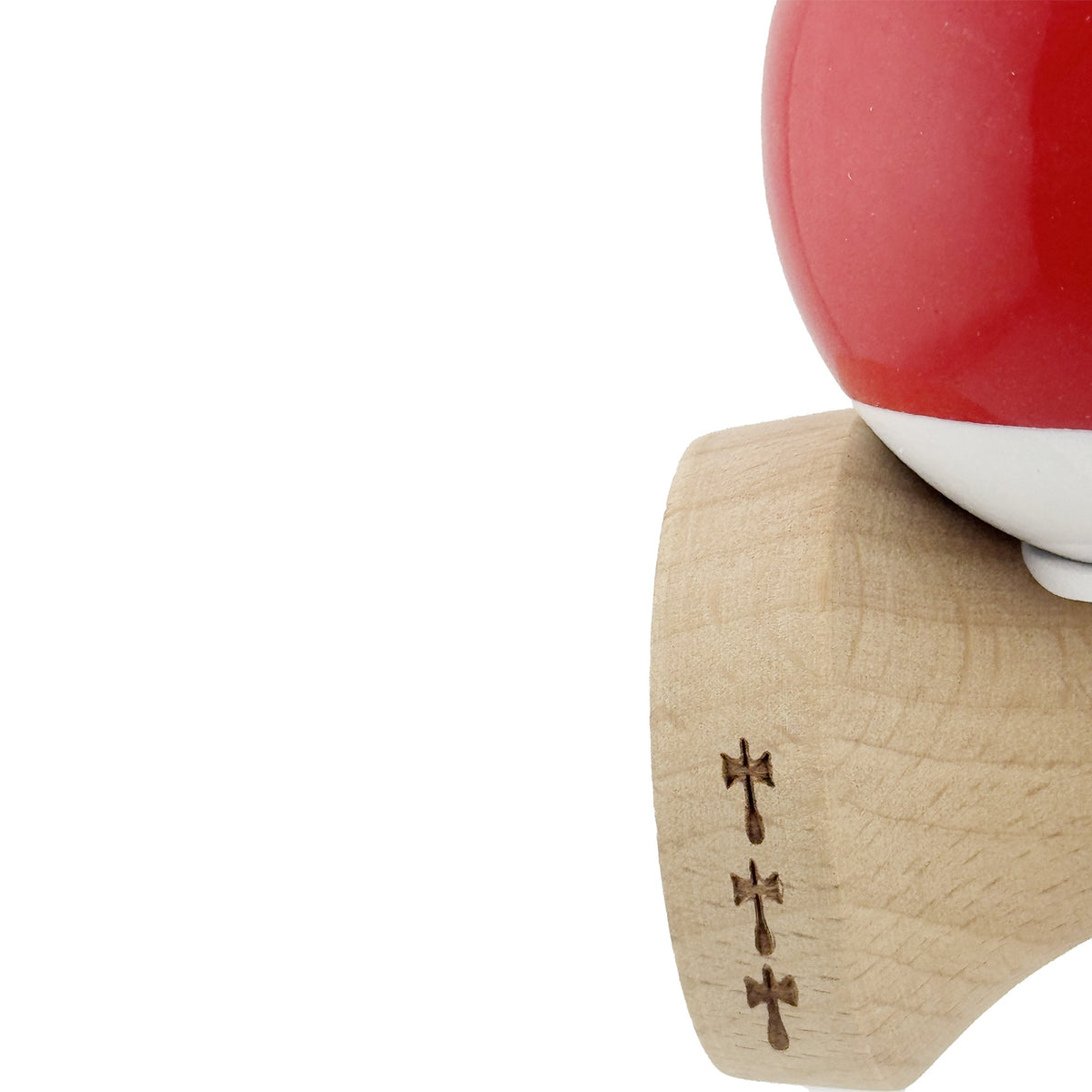 Kendama X Originala, Model V3 Rosu / Alb, Profesionala, Cupe Mari King Size, Super Sticky, Gaura in Baza, Rulment, Ata 62cm