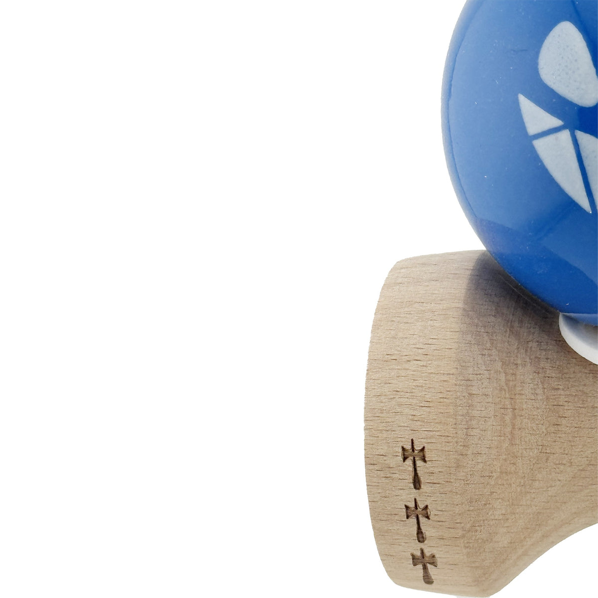 Kendama X Crazy Smile Originala, Model V3 Albastru, Profesionala, Cupe Mari King Size, Super Sticky, Gaura in Baza, Rulment, Ata 62cm
