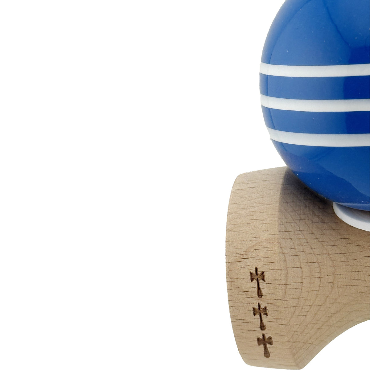 Kendama X Originala, Model V3 Albastru / Alb, Profesionala, Cupe Mari King Size, Super Sticky, Gaura in Baza, Rulment, Ata 62cm