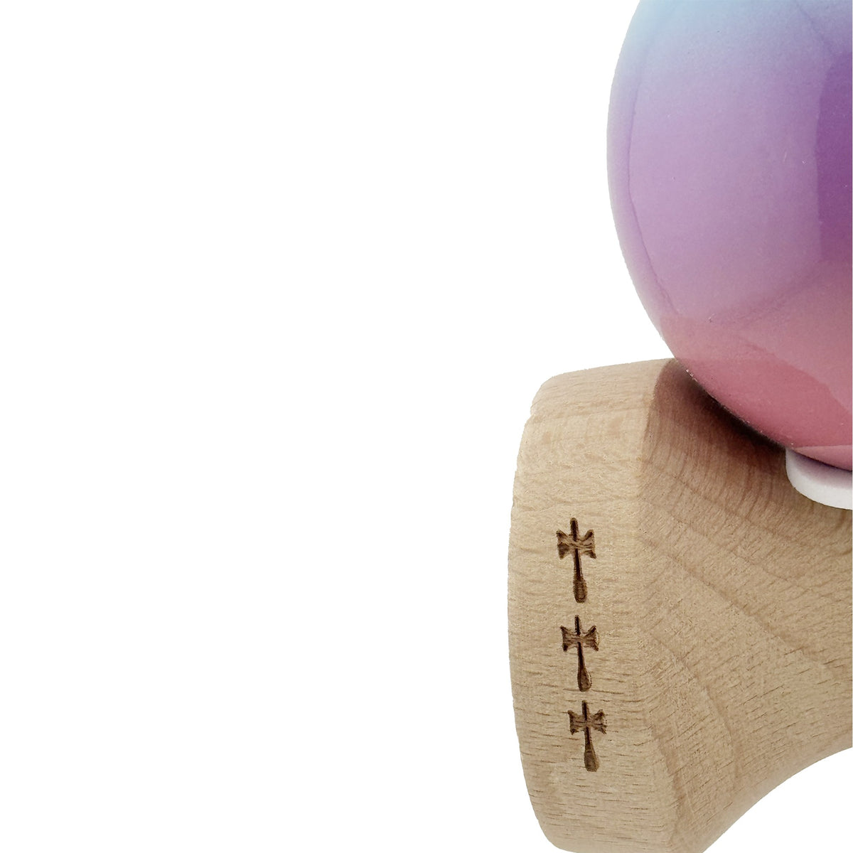 Kendama X Originala, Model V3 Albastru / Mov / Roz in Degrade, Profesionala, Cupe Mari King Size, Super Sticky, Gaura in Baza, Rulment, Ata 62cm