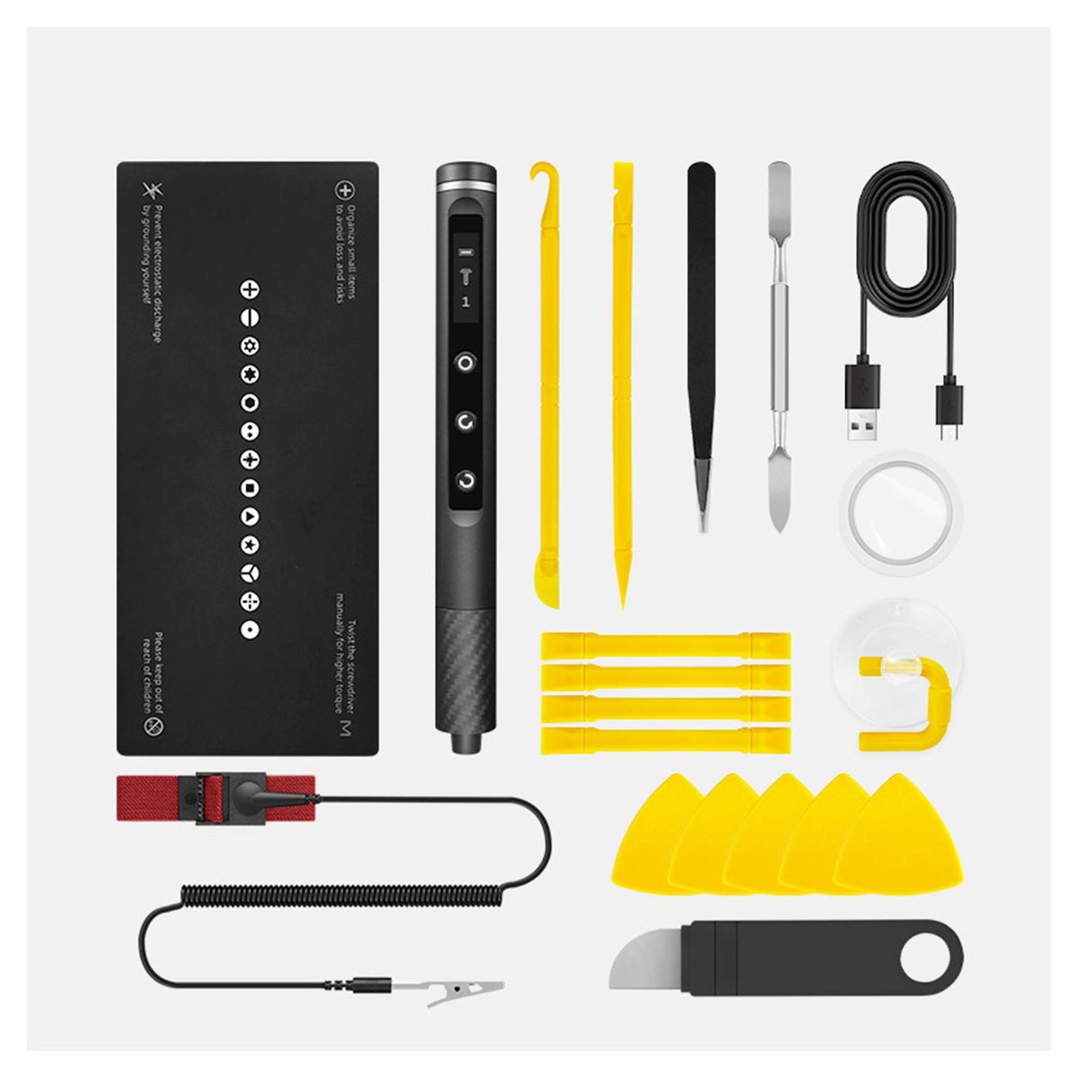 Surubelnita Electrica Profesionala, Set Kit 71 in 1 pentru Electronice, Reincarcabila USB, Lumina LED, Otel, 21.4 x 12.4 cm, Negru