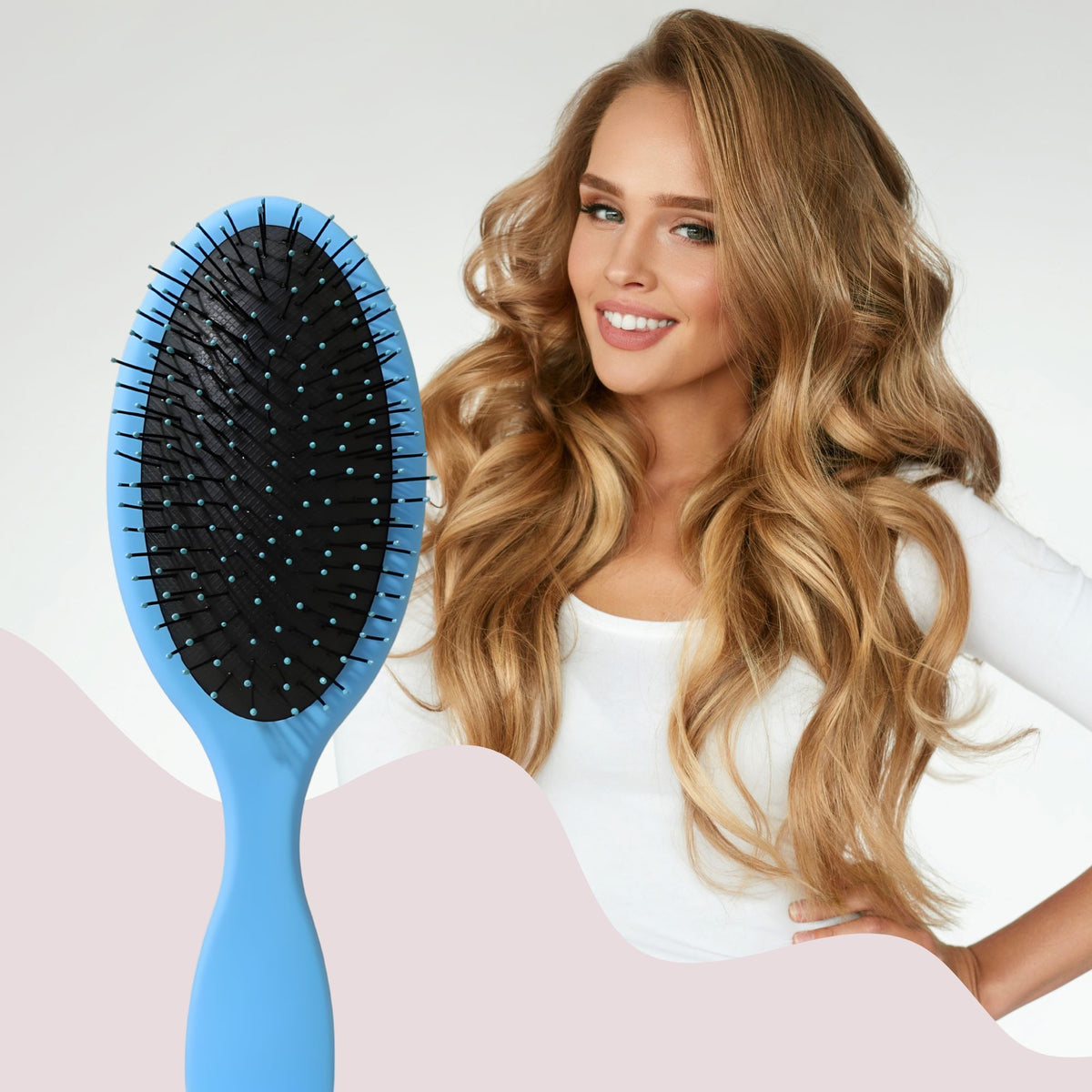 Perie de Par cu Perna de Aer, Pieptene pentru Descurcare Rapida si Masaj Scalp, Design Ergonomic, Plastic ABS si Nylon, 22x7 cm, Albastru
