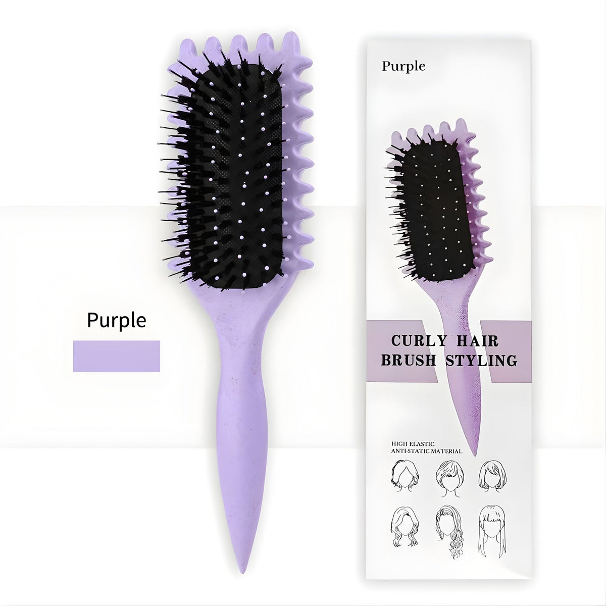 Perie Profesionala pentru Definirea Buclelor, Styling si Volum Par Cret sau Ondulat, Design Ergonomic, Mov, 24.5 x 7 x 4.3 cm