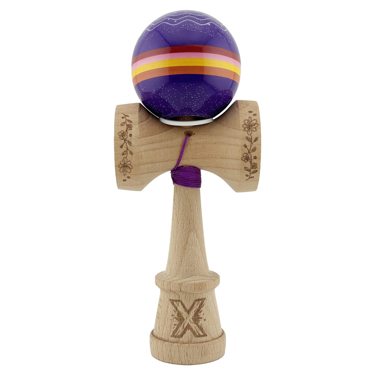 Kendama X Night Sky Originala, Model V3 Mov, Profesionala, Cupe Mari King Size, Super Sticky, Gaura in Baza, Rulment, Ata 62cm