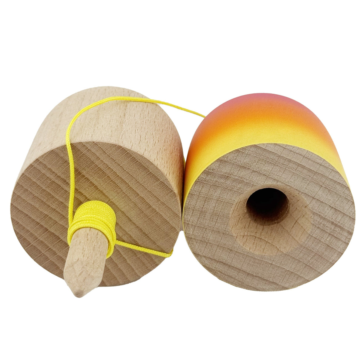 Kendama Pill X Profesionala, Joc de Indemanare Tip Pilula, Invelis Rubber Grip, Lemn, 11 x 5 x 5 cm, Gradient Roz/Portocaliu/Galben