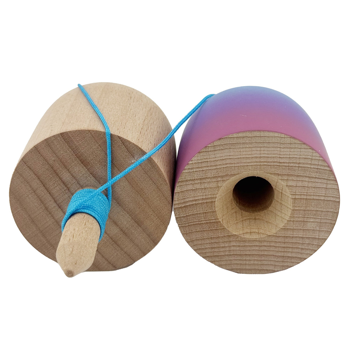 Kendama Pill X Profesionala, Joc de Indemanare Tip Pilula, Invelis Rubber Grip, Lemn, 11 x 5 cm, Gradient Albastru Deschis si Rosu