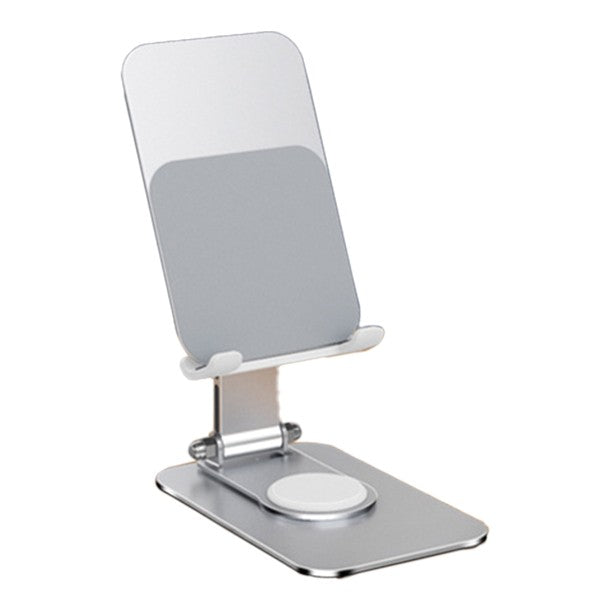 Suport Telefon si Tableta, Stativ Pliabil pentru Birou si Streaming, Reglabil, Aliaj de Aluminiu, 14.6 x 11.5 x 7 cm, Aurora Silver