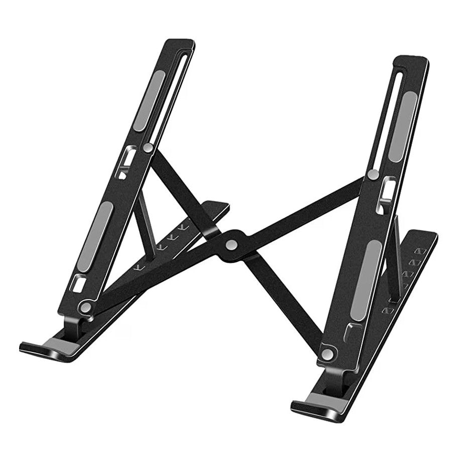 Suport Laptop si Tableta, Design Pliabil si Portabil, Inaltime Reglabila, Structura Suspendata pentru Ventilare, Aliaj si ABS, 26 x 19 x 16 cm, Negru