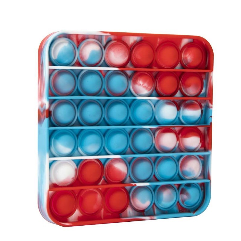 Jucarie Senzoriala Pop It Now & Flip It, Push Bubble Anti-stres, Silicon Moale, Forma Patrata, Multicolor, Model 4