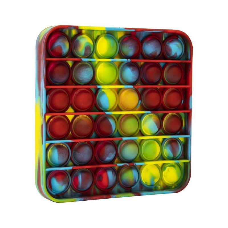Jucarie Senzoriala Pop It Now & Flip It, Push Bubble Antistres, Silicon Moale, Forma Patrata, Multicolor, Model 5
