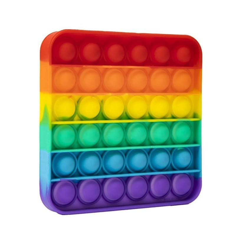 Jucarie Senzoriala Pop It Now & Flip It, Push Bubble Antistres, Silicon Moale, Forma Patrata, Multicolor, Model 5