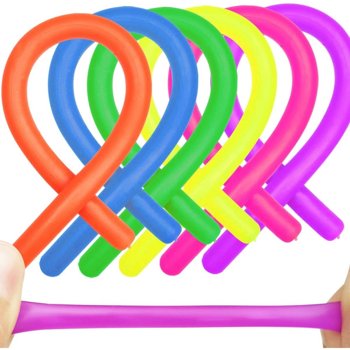 Jucarie Senzoriala Superelastica, Antistres Fidget String, Material Netoxic, 6-Pack, Multicolor, 26cm-2m