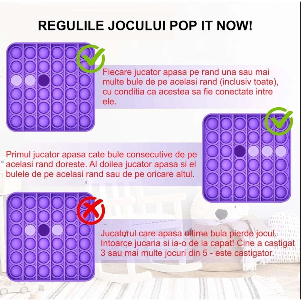 Jucarie Antistres Pop It Now And Flip It, Patrat Urias Senzorial, Silicon Durabil, Multicolor, 30 cm